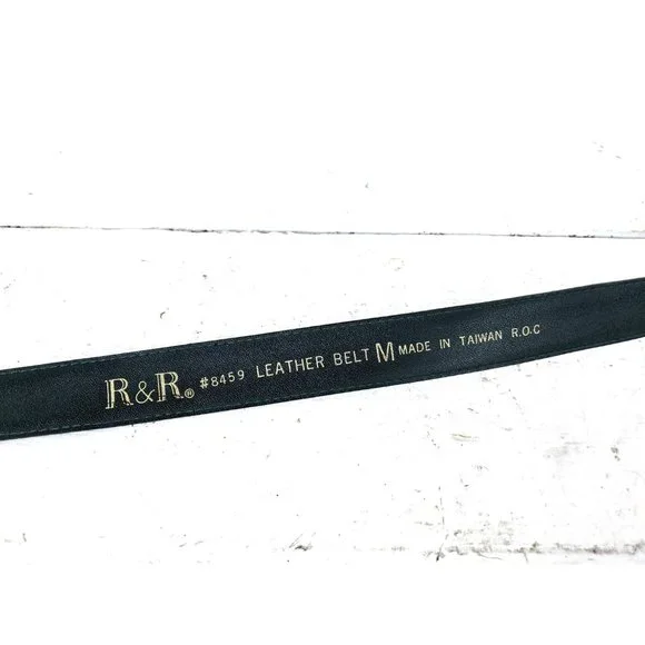 Vintage green skinny leather belt - Picture 4 of 5